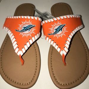 Miami dolphins sandals, flat, brand new